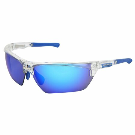 MCR SAFETY Glasses, Dominator DM3 Clear Frame, Blue Dmd Mir, 12PK DM1328B